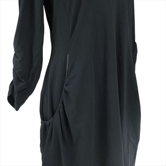 ANNE FONTAINE Caralie Black Balloon Dress EU 40 (US 6-8) Pockets Ruched Sleeves - Picture 3 of 8